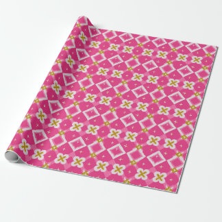 Papel De Presente Diamante Flor Brilho Rosa Quente