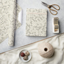 Papel De Presente Diamante Geométrico Moderno Amarelo e Cinza