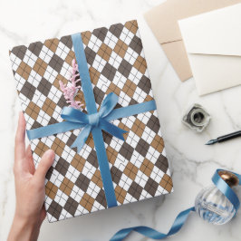 Papel De Presente Diamante Marrom Argyle