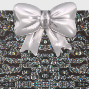 Papel De Presente Diamante padrão brilhante prata elegante e preto