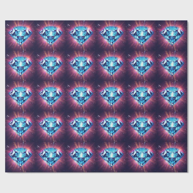 Papel De Presente Diamante Pixelado Brilhante (Aberto)