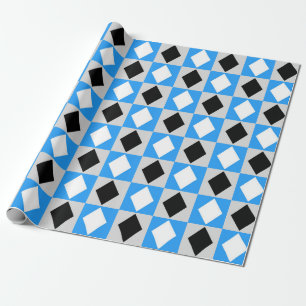 Papel De Presente Diamante Rhombus Geométrico Azul Preto