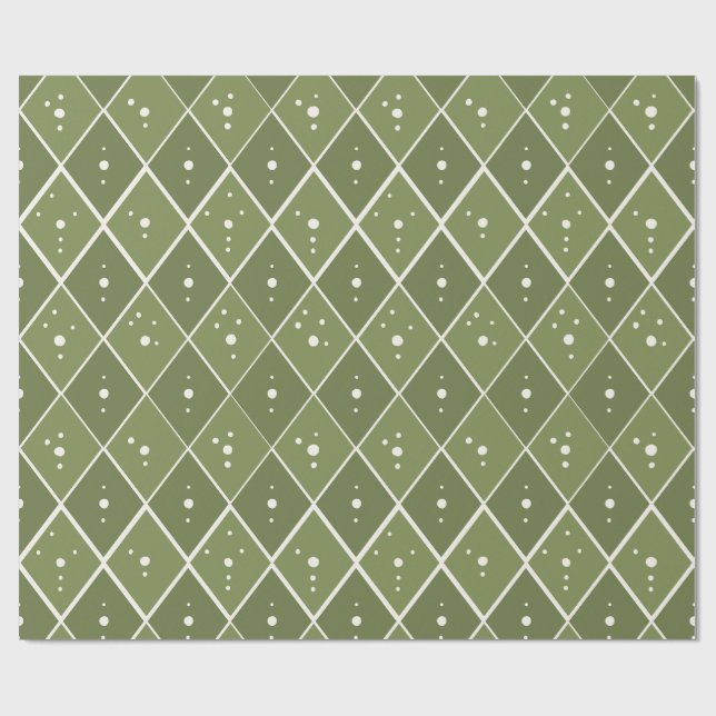 Papel De Presente Diamante Verde Sage Escandinavo Moderno (Aberto)