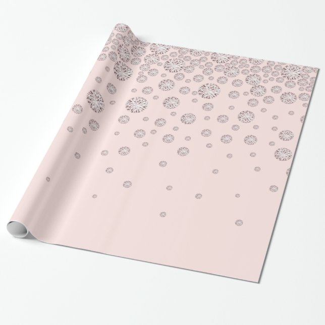 Papel De Presente Diamantes cor-de-rosa rosa dourados (Desenrolado)
