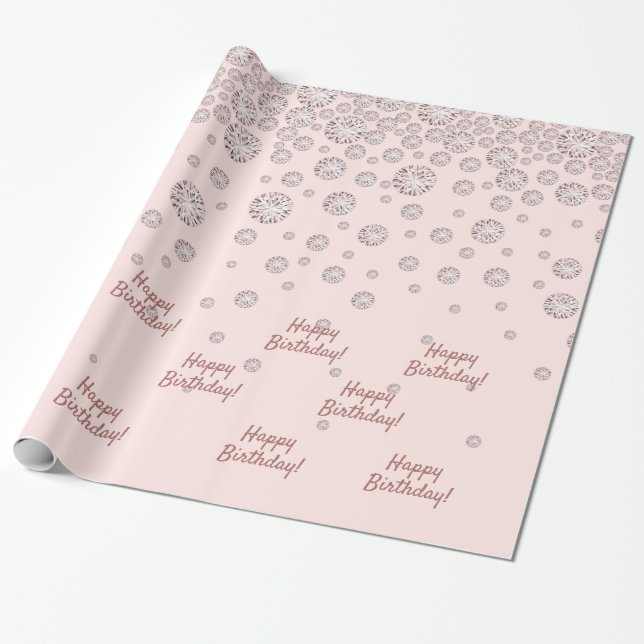 Papel De Presente Diamantes de ouro-rosa (Desenrolado)