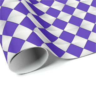 Papel De Presente Diamantes de Seda Meados do Século - cobalto e bra