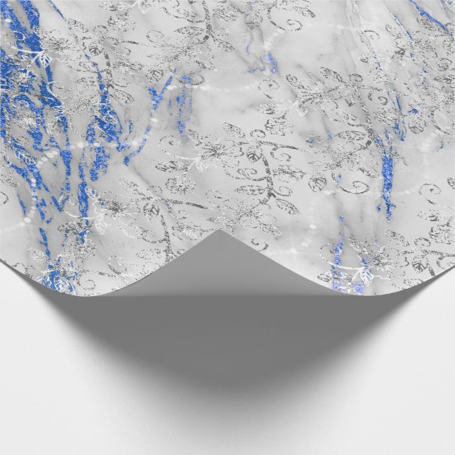 Papel De Presente Diamantes do Saphire Marble Cobalt Cinza Azul (Ponta)