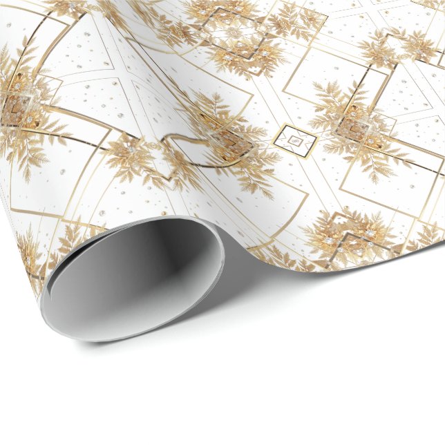 Papel De Presente Diamantes Dourados (Ponta do rolo)