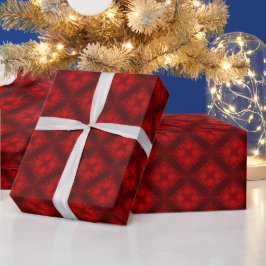 Papel De Presente Diamantes e Cruzamentos de Til Vermelho felpudo