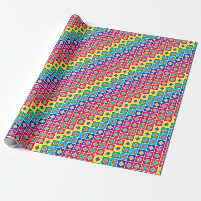 Papel De Presente diamantes em amostras de cor quadrada (Desenrolado)