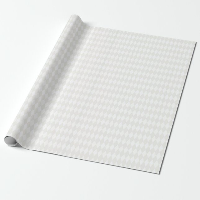 Papel De Presente Diamantes Harlequin Branco e Marfim (Desenrolado)