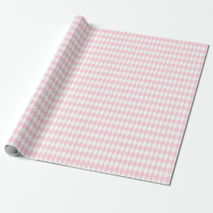 Papel De Presente Diamantes Harlequin Branco e Rosa Claro