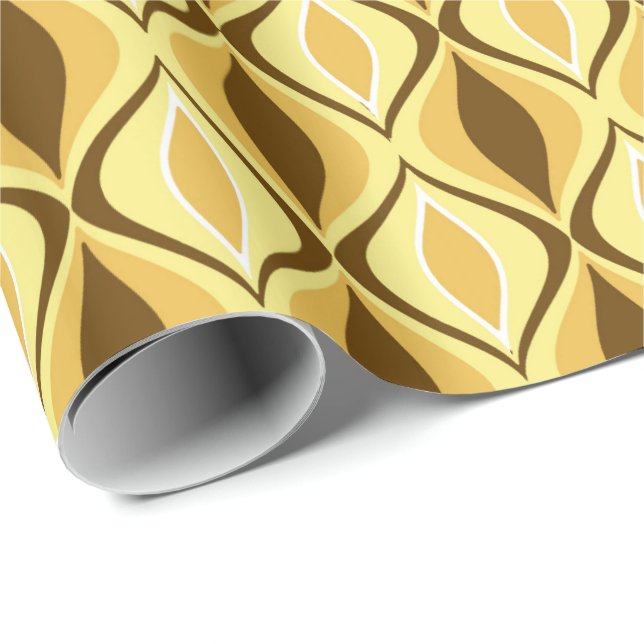 Papel De Presente Diamantes Modernos do Século médio, Mostarda Doura (Ponta do rolo)