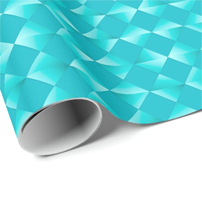 Papel De Presente Diamantes Satin do Século médio - Turquesa & aqua (Ponta do rolo)