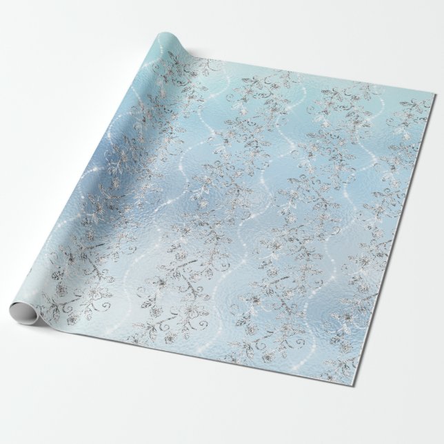 Papel De Presente Diamantes Sparkassos Cinzas prateadas Vidro Branco (Desenrolado)