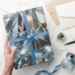 Papel De Presente Diamantes Transparentes Brilhantes