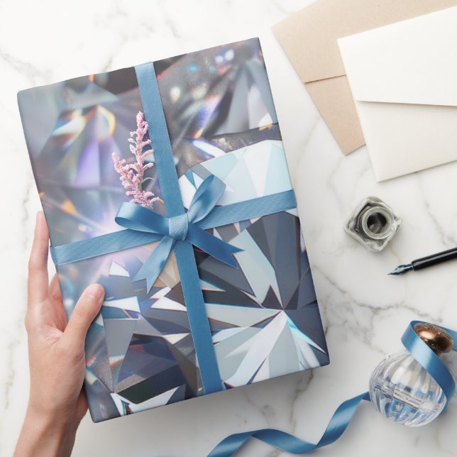 Papel De Presente Diamantes Transparentes Brilhantes (Presentear)