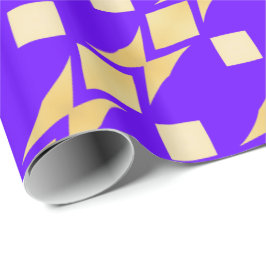Papel De Presente Diamantes Tribais Dourados Listras Diagonais Roxo 