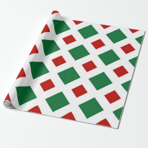 Papel De Presente Diamantes Verdes e Vermelhos no presente Branco
