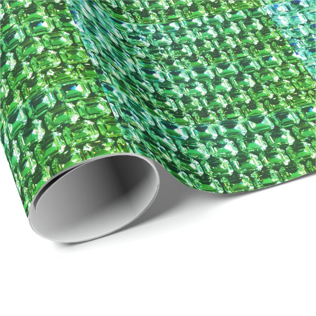 Papel De Presente Diamantes Verdes, padrão de jóias de pedra precios (Ponta do rolo)