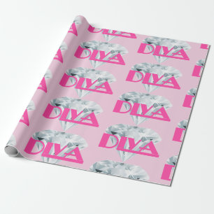 Papel De Presente Diamond Diva Pink Gem Girly Text Tipografia