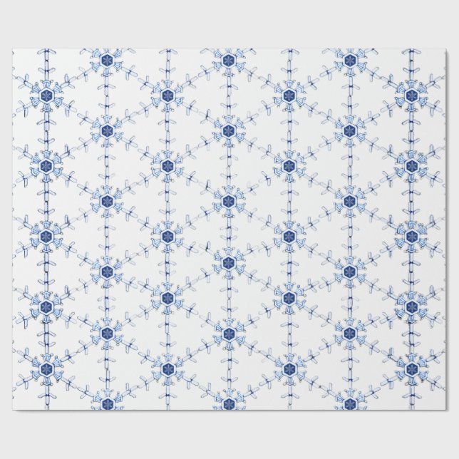 Papel De Presente Diamond Snowflake Pattern Wrapping Paper (Aberto)