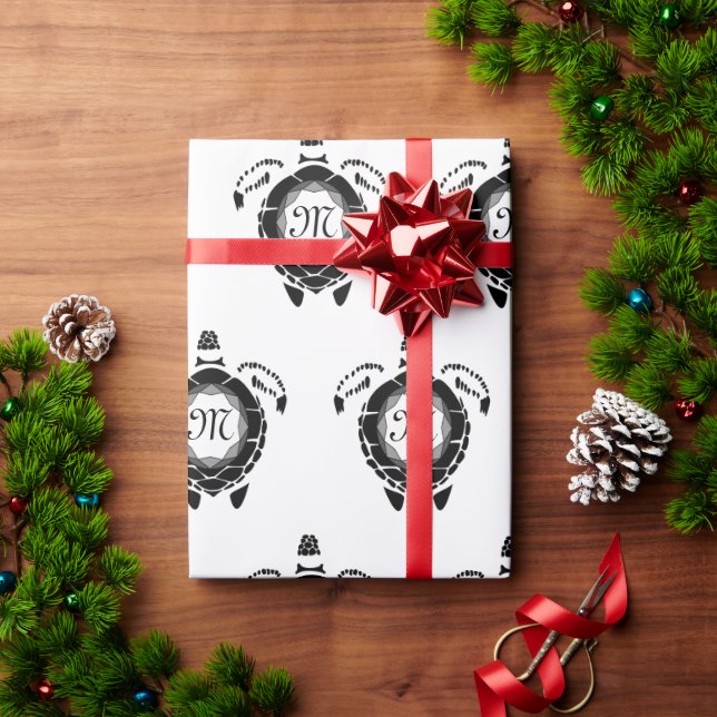 Papel De Presente Diamond Turtle Shelback Monograma (Presente de Natal)