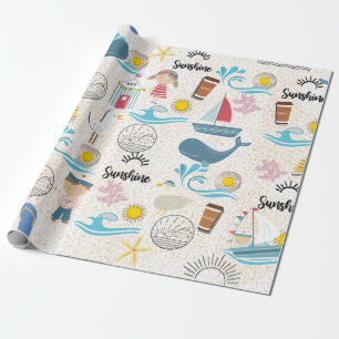 Papel De Presente dias de praia embrulhando papel