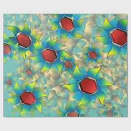 Papel De Presente Diferentes flores virtuais, pétalas azuladas sobre