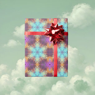 Papel De Presente Digital Mandala Blue Amarelo e Puro