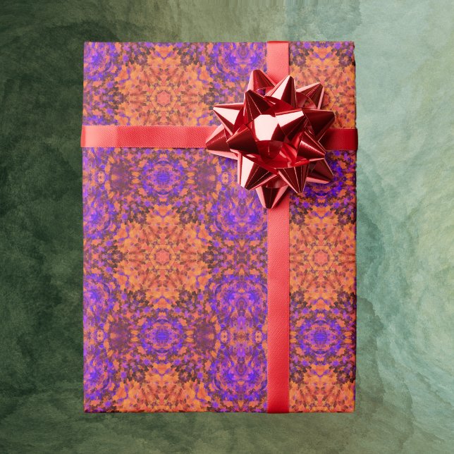 Papel De Presente Digital Mandala Laranja Azul e Roxo (Criador carregado)