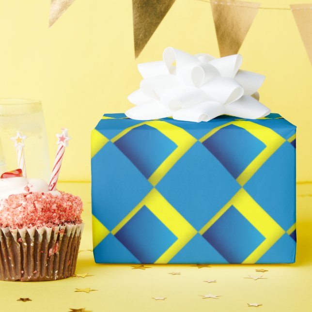 Papel De Presente Dimensionamento Azul Divertido (Festa de aniversário)