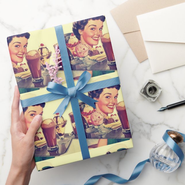 Papel De Presente Diner Vintage dos anos 50 (Presentear)