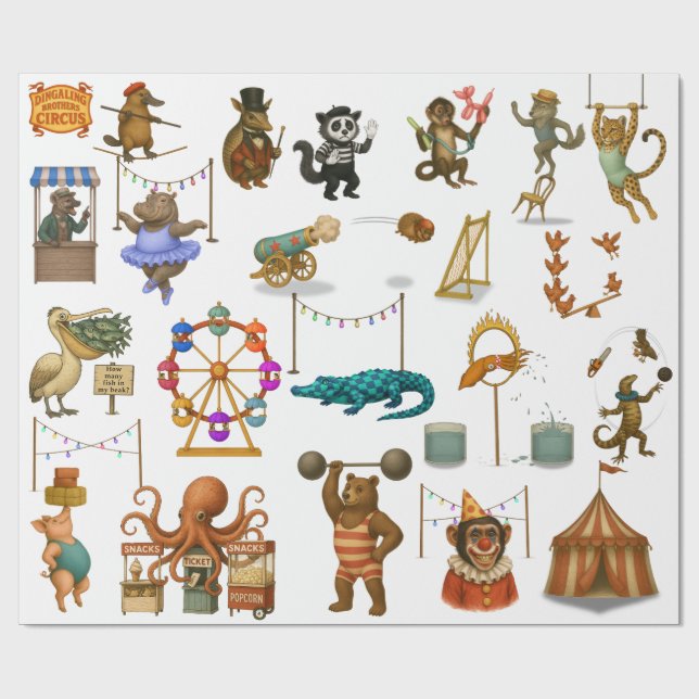 Papel De Presente Dingaling Bros Circus acts (Aberto)