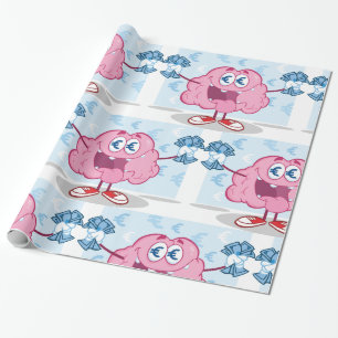 Papel De Presente Dinheiro Engraçado Cartoon Cérebro Amante do Euro 