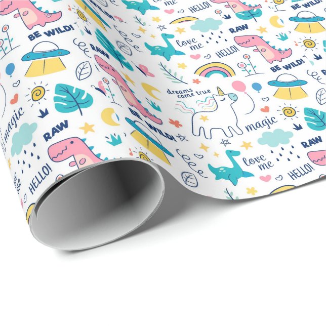 Papel De Presente Dino (Ponta do rolo)