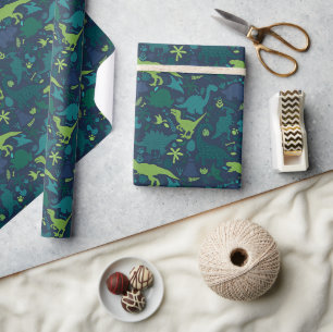 Papel De Presente Dino Doodle Silhouettes Kids Dinossaur