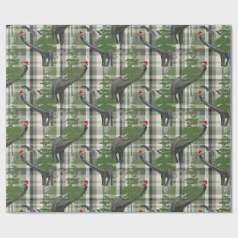 Papel De Presente Dinosaur Christmas Plaid