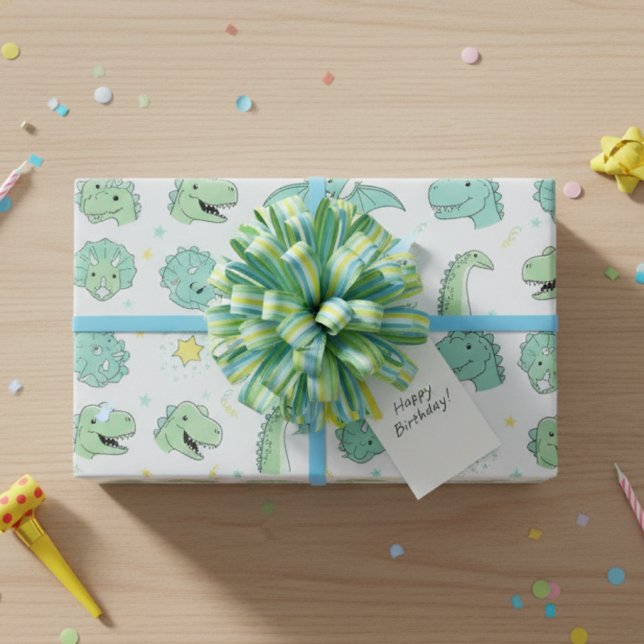 Papel De Presente Dinosaur Gift Wrap Dino-Party Pastel (Criador carregado)
