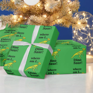 Papel De Presente Dinosaur Onde Estou Eu Engraçado
