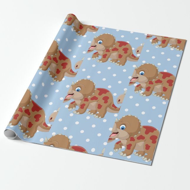 Papel De Presente Dinossaur Triceratops Boy (Desenrolado)