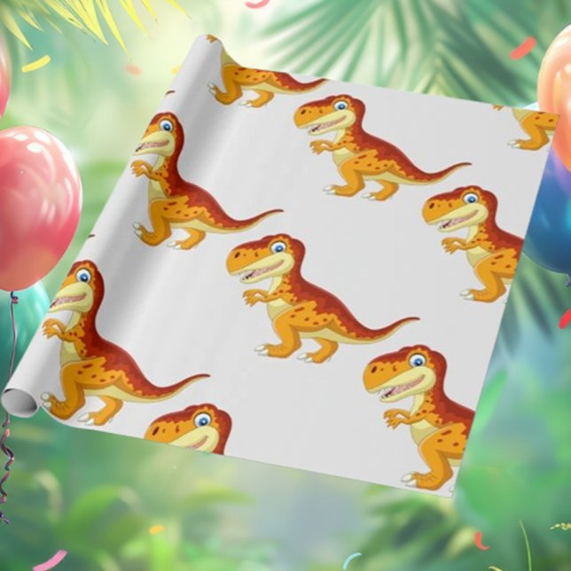 Papel De Presente Dinossauro, Aniversário, Dourado Papel (Make your little one's birthday extra special with our Dinosaur Birthday Gold Wrapping Paper.)