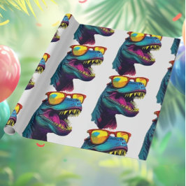 Papel De Presente Dinossauro Azul T Rex Jurassado Legal