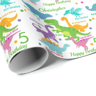 Papel De Presente Dinossauro E Aniversário de criança De Nomes