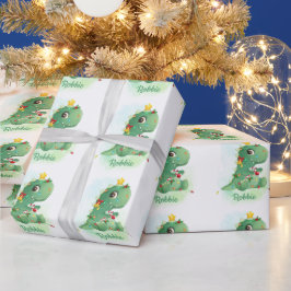 Papel De Presente Dinossauro e Luzes de Natal