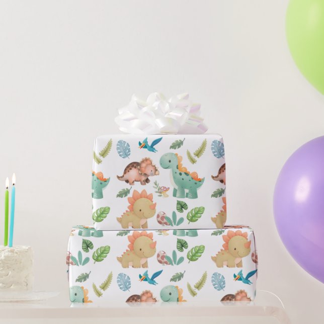 Papel De Presente Dinossauro fofo (Presentes para festas)
