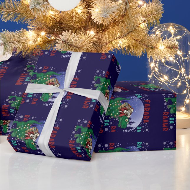 Papel De Presente Dinossauro Natal Papai Noel (Feriados)