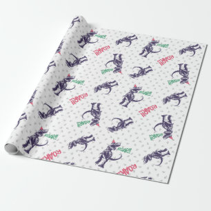 Papel De Presente Dinossauro Roxo Rosa Feliz Aniversário