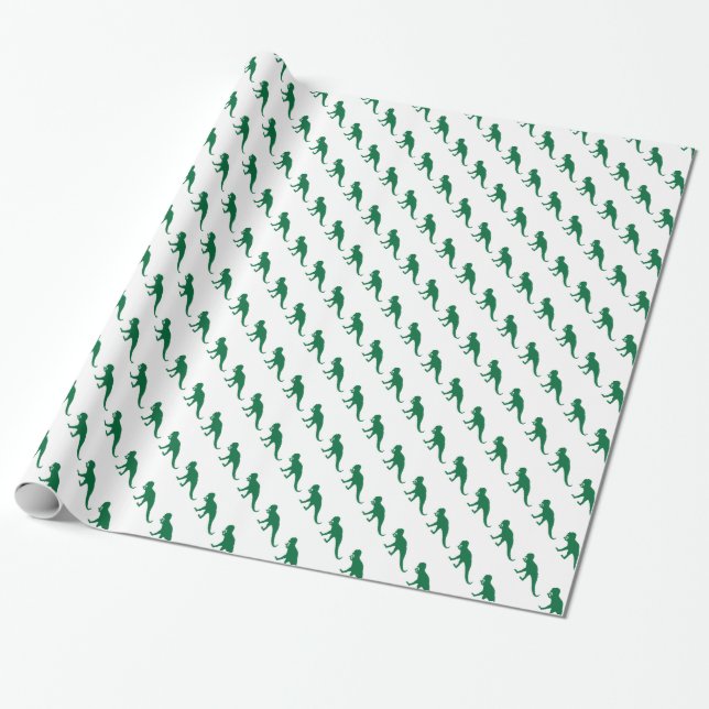 Papel De Presente Dinossauro Verde (Desenrolado)
