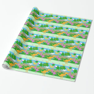 Papel De Presente Dinossauros bonitos da selva